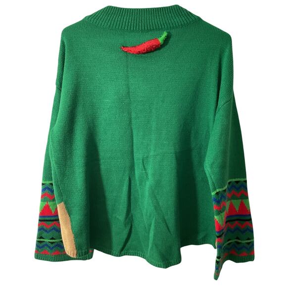 Feliz Navidad! Santa Small Guitar Sequins Bells Christmas Sweater - Picture 2 of 7